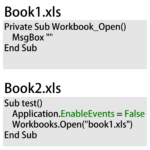 自動実行するマクロを含んだワークブックを Workbooks.Open メソッドで開く際にマクロを自動実行しない方法。